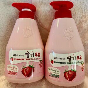 Kwailnara Welcos - Strawberry Milk Vitalizing Body Lotion + Body Cleanser Set
